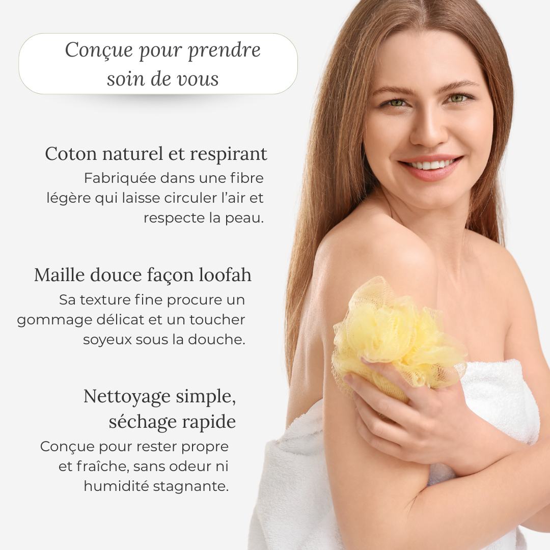 Fleur de douche en loofah 2 en 1